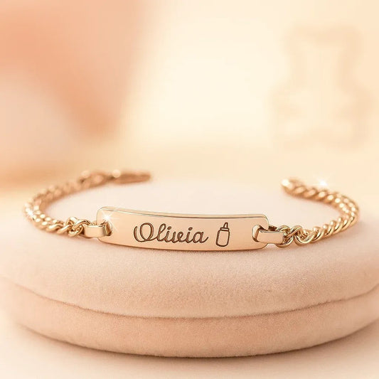 Personalized Baby Name Bracelet - Sterling Silver and Gold-Plated Options - Perfect Baby Shower Gift for Newborns and Toddlers